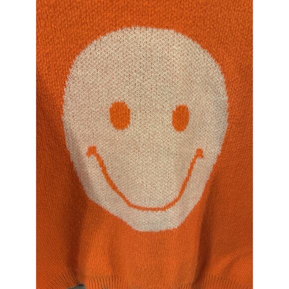 Women’s Orange Always Happy Sweater by Easel Smiley Face Size Medium - Picture 2 of 6